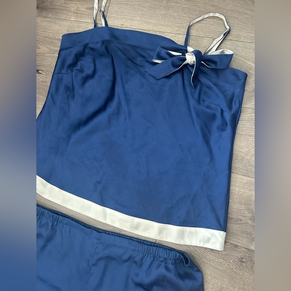 George Navy Satin Sleepwear with Ivory Accents - Picture 4 of 4